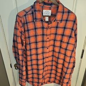 St. John's Bay Men's Plaid Shirt in Orange and Navy